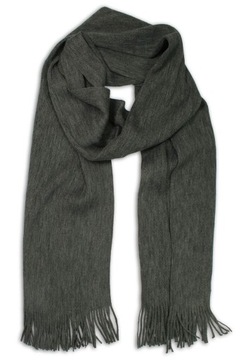 Popielaty Szalik Dziergany z Frędzlami, V.Fraas