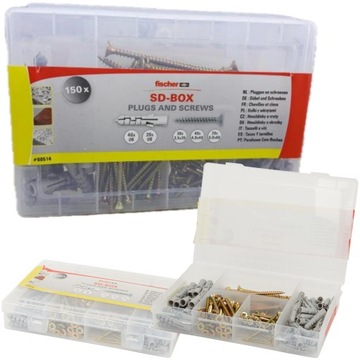 Fischer SD-BOX Zestaw kołki i wkręty 150 szt 4,0x40 , 5,0x60 , 3,5x35 mm