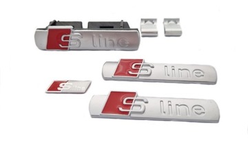 AUDI S-LINE SLINE LOGO EMBLEMAT ZESTAW W GRILL+ BŁOTNIKI+ KIEROWNICA MAT