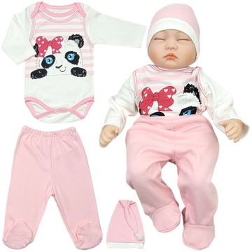 KOMPLET WYPRAWKA Body Półśpiochy + czapeczka 68 Panda
