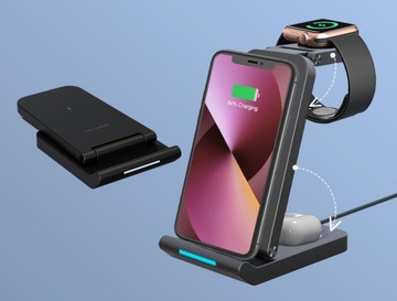Беспроводное зарядное устройство 3in1 Charging Station для iPhone Apple Watch Airpods