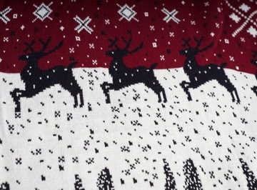 Męski sweter świąteczny w renifery i gwiazdki jeansowo biały Trikko 5XL