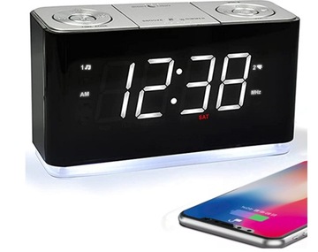 Radio z budzikiem, iTOMA, czarne, ładowanie USB
