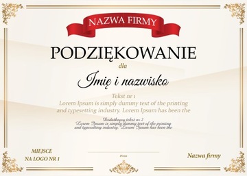 Podziękowanie za współpracę - format A4