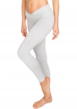 Legginsy DAMSKIE bawełniane getry ciążowe S SZARE