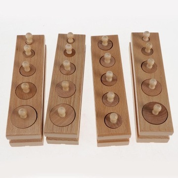 Сенсорные игрушки Монтессори Коричневая лестница + Розовый + Цилиндр