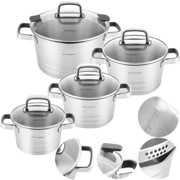 Zestaw garnków FLORINA Smart 8 cz. Indukcja Inox