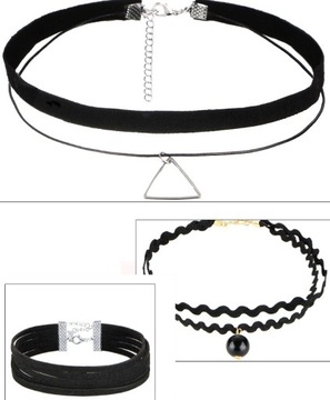 Zestaw 10 szt CHOKER naszyjnik rzemyk koronka boho