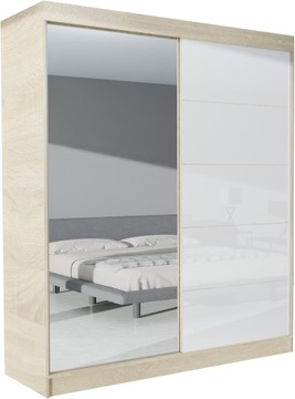 SZAFA PRZESUWNA GARDEROBA - 2D PERU 170X205 SONOMA LUSTRO LACOBEL BIAŁY