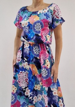Maxi elegancka sukienka koktajlowa w kwiaty ,mandale roz.48 (34-54)