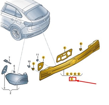 VW TAIGO CS REAR CENTER TAILGATE TAIL LIGHT 2G7945093A