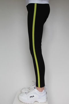 Legginsy Getry Czarne Limonkowy Lampas 164