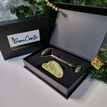 МАССАЖЕР ДЛЯ ЛИЦА НЕФРИТОВЫЙ РОЛИК + ГУА ША КОРОБКА