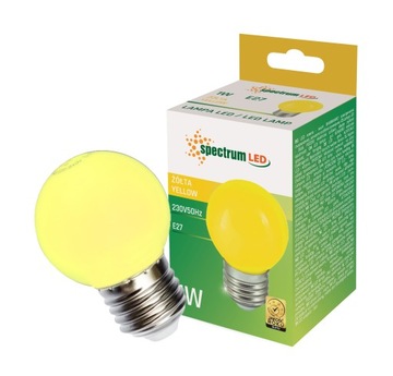 Żarówka LED PCV mała kulka E27 1W żółta barwa SPECTRUM LED