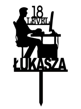 Топпер для торта ДЕНЬ РОЖДЕНИЯ IT-ТЕХНИК УРОВЕНЬ ВОЗРАСТА ГЕЙМЕРА