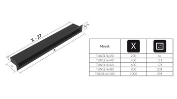Каминный гриль GRATKI Tunnel 6х40 Простой Декоративный Вентиляционный Черный