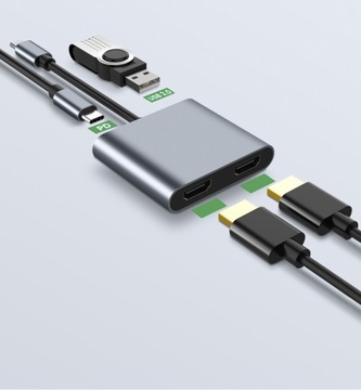 АДАПТЕР-концентратор USB-C 4-в-1 4Apple_pl 2x HDMI 4K USB 3.0 Подача питания 100 Вт