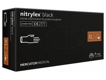 RĘKAWICZKI Nitrylowe Bezpudrowe CZARNE XL x100