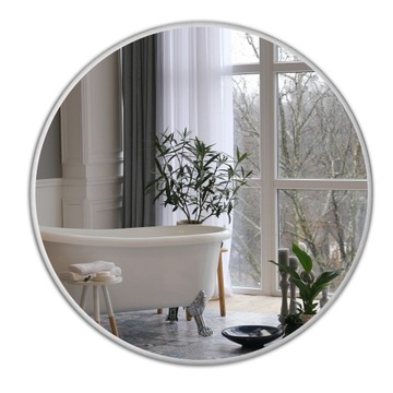 LUSTRO SREBRNE OKRĄGŁE 70 WĄSKA RAMA ALU LOFT