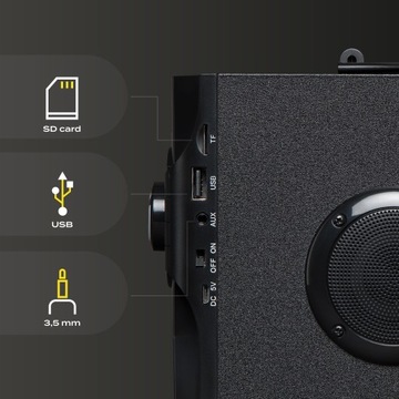 Портативная беспроводная колонка USB SD AUX RADIO 1800 мАч + пульт дистанционного управления