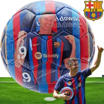 NOWOCZESNA PIŁKA NOŻNA FC BARCELONA r5 LEWANDOWSKI DO NOGI NA TRAWĘ PREMIUM