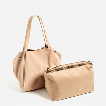 ZARA 38 M NOWA 100% SKÓRA NATURALNA pastelowa nude Z KOSMETYCZKĄ