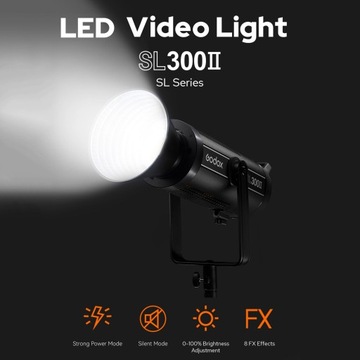 Светодиодная видеолампа Godox SL300II Studio мощностью 320 Вт.