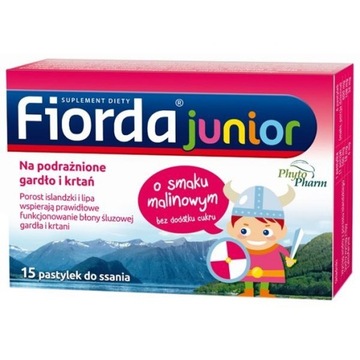 Fiorda Junior smak malinowy 15 pastylek do ssania