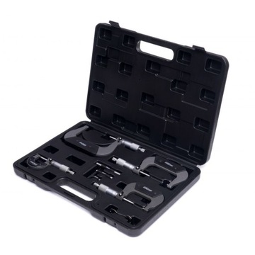 НАБОР ВНЕШНИХ НОНИУСОВЫХ МИКРОМЕТРОВ, 4 шт., 0–100 мм, 8 ЭЛЕМЕНТОВ, КОРПУС