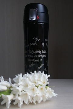 Термокружка в подарок в элегантной КОРОБКЕ с вашей гравировкой, ЛОГОТИПОМ.