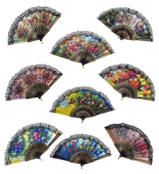 ИСПАНСКИЙ ВЕЕР РАЗЛИЧНЫХ УЗОРОВ ГЕЙША ЭЛЕГАНТНАЯ