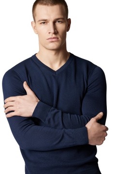 Sweter Męski Granatowy Bawełniany V-neck Próchnik PM6 L