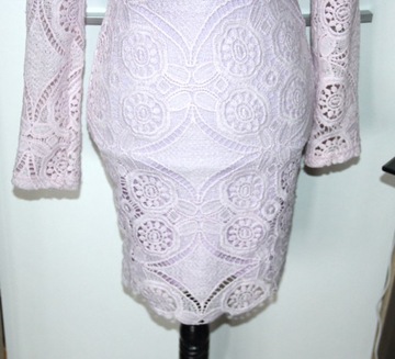 sukienka MISSGUIDED koronka koronkowa 34 xs 36 s fioletowa różowa