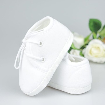 BIAŁE BUCIKI NA ROCZEK CHRZEST SESJĘ NIECHODKI DLA CHŁOPCA ROZMIAR 12 CM