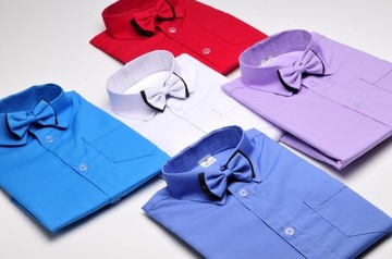 БЕЛАЯ РУБАШКА ДЛЯ МАЛЬЧИКОВ С КОРОТКИМИ РУКАВАМИ И Элегантным галстуком-бабочкой 134