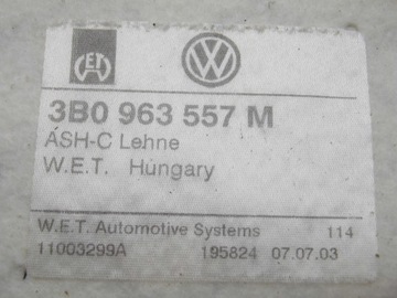 HMOTA OHŘÍVAČ PODPORA SEDADLA 3B0963557M VW PASSAT B5 FACELIFT LEVÝ ŘIDIČE