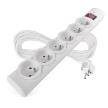 Přepěťová ochrana – 6 zásuvek, 5 m, bílá
