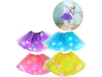 ЮБКА ИЗ БЛЕСКОГО СИНЕГО ТЮЛЯ со светодиодной подсветкой