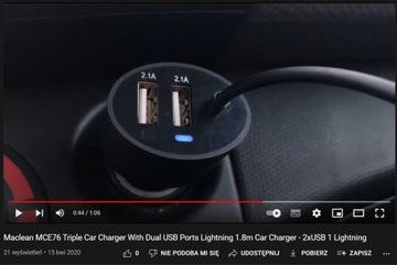 MACLEAN ŁADOWARKA SAMOCHODOWA KABEL do IPHONE