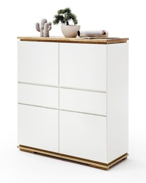 Komoda biała lakierowana mat +drewno lity dąb 102x115 Bellagio / Chiaro