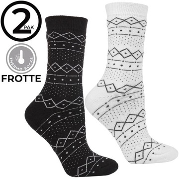 MORAJ Женские хлопковые носки, зимние длинные махровые теплые, комплект из 2 штук, размер 35–38