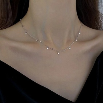 Chic Women Choker Necklace Silver Color Temperament Small Beads Heart
