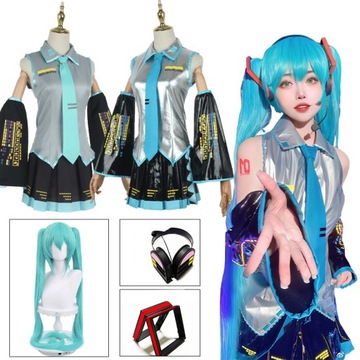 Cosplay Hatsune Miku Halloween Kostium Peruka Niebieski, XS