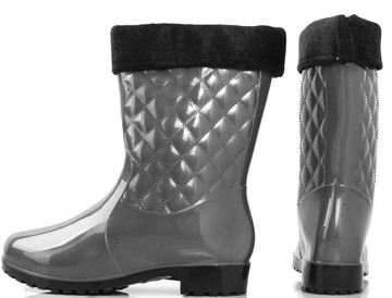 6128 СЕРЫЕ УТЕПЛЕННЫЕ, СТЕГАНЫЕ БОТИНКИ БОТИЛЬНИКИ 37