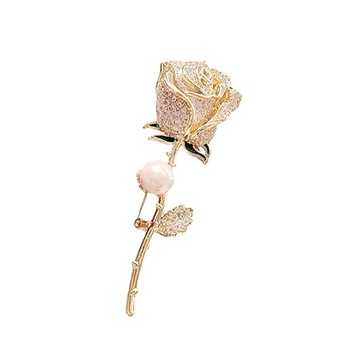 Broszka Pin Przypinka złota Róża z perełka prezent/2470