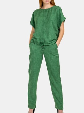 Elegancki komplet damski dwuczęściowy bluzka i spodnie modny zielony S