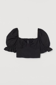 H&M Krótki top z bufiastym rękawem 42 XL