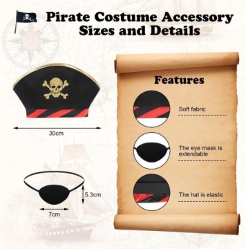 KOSTIUM PIRATKI DLA DZIECKA SUKIENKA + капелюх пов'язка розмір S