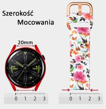 PRINTOWANY 20mm PASEK UNIWERSALNY ZEGARKA SMARTWATCHA SAMSUNG HUAWEI XIAOMI