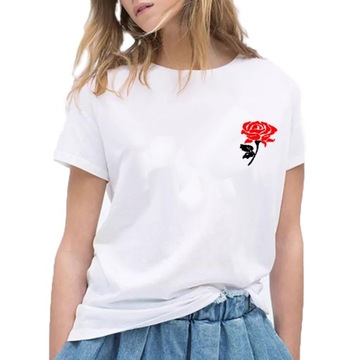 ЖЕНСКАЯ ФУТБОЛКА С ПРИНТОМ РОЗОВЫЙ КРАСНЫЙ M